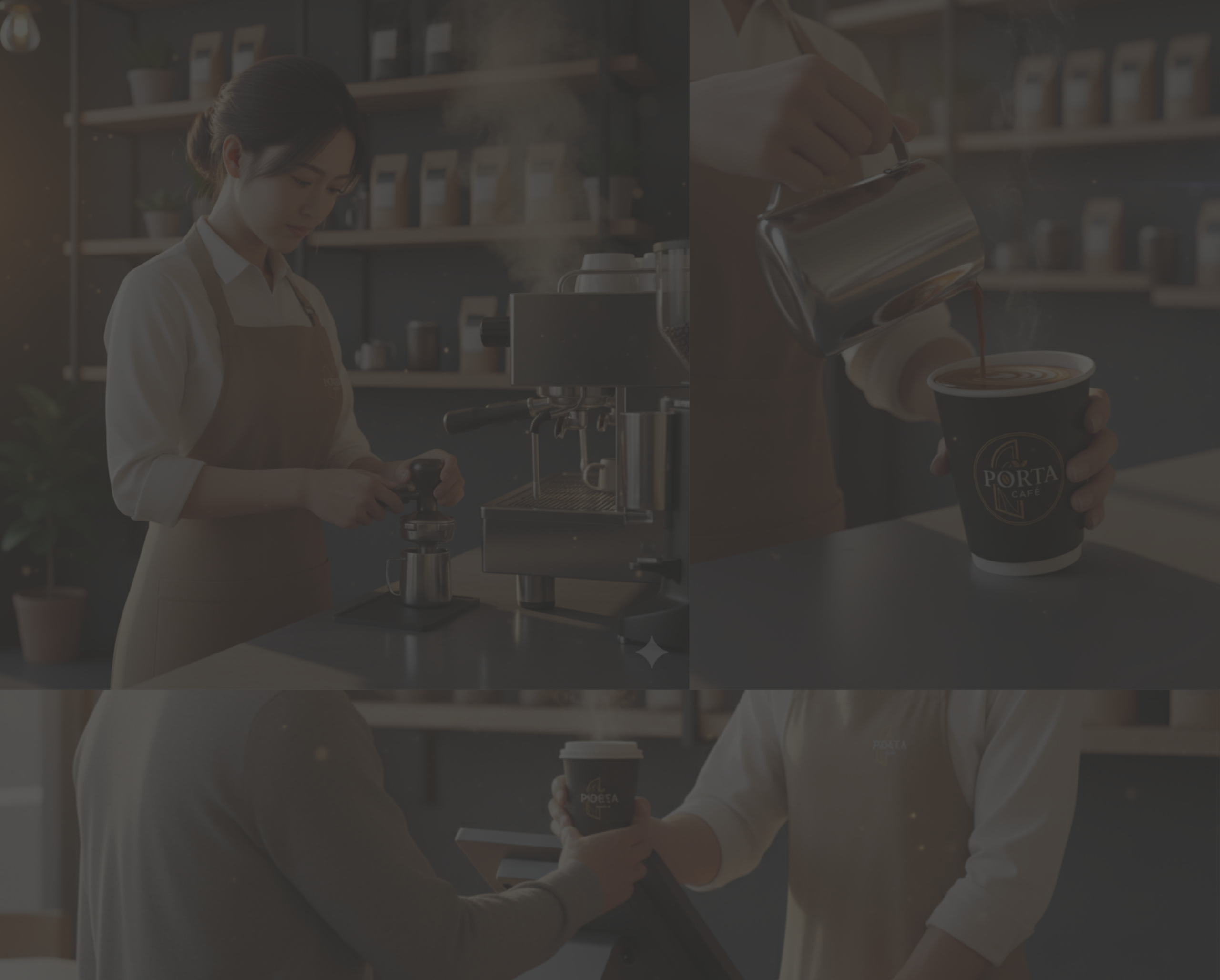 コーヒーを淹れて提供するまでの画像の背景